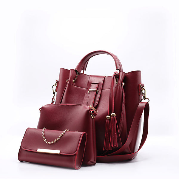 Queen 3 Pcs Maroon Handbag