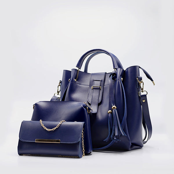 Queen 3 Pcs Blue Handbag