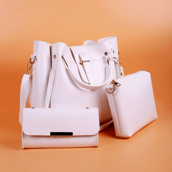 Queen 3 Pcs White Handbag